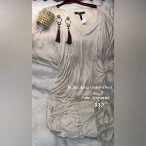 BCBG Paris Cream Long Sleeve Dress